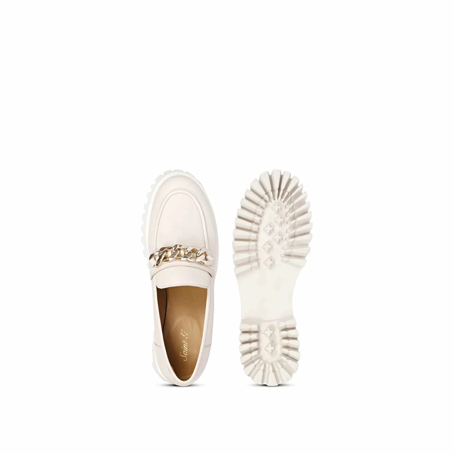 Saint Clara Offwhite Leather Moccasins - Image 8