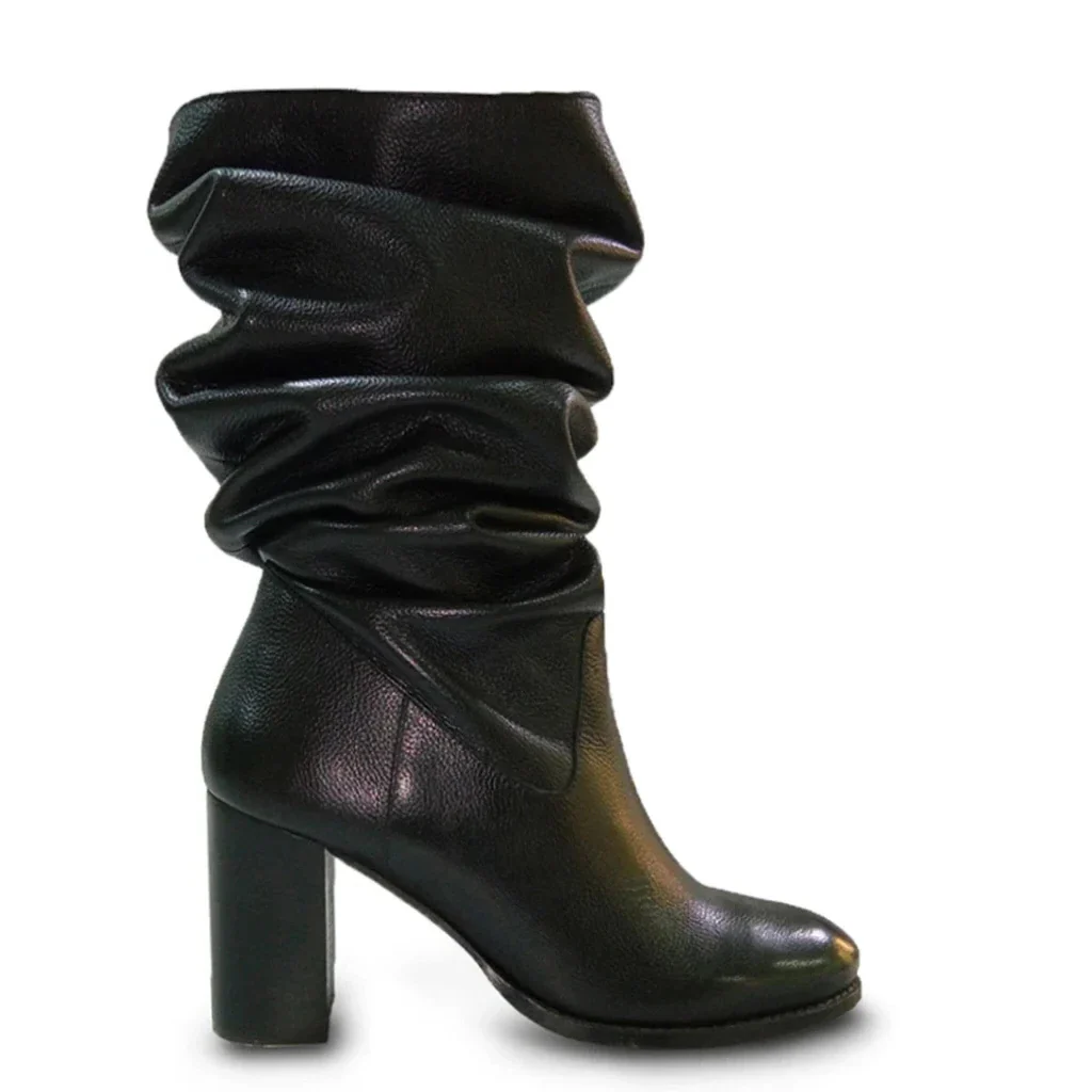 Saint Claretta Black Leather Knee High Slouch Boots - Image 3