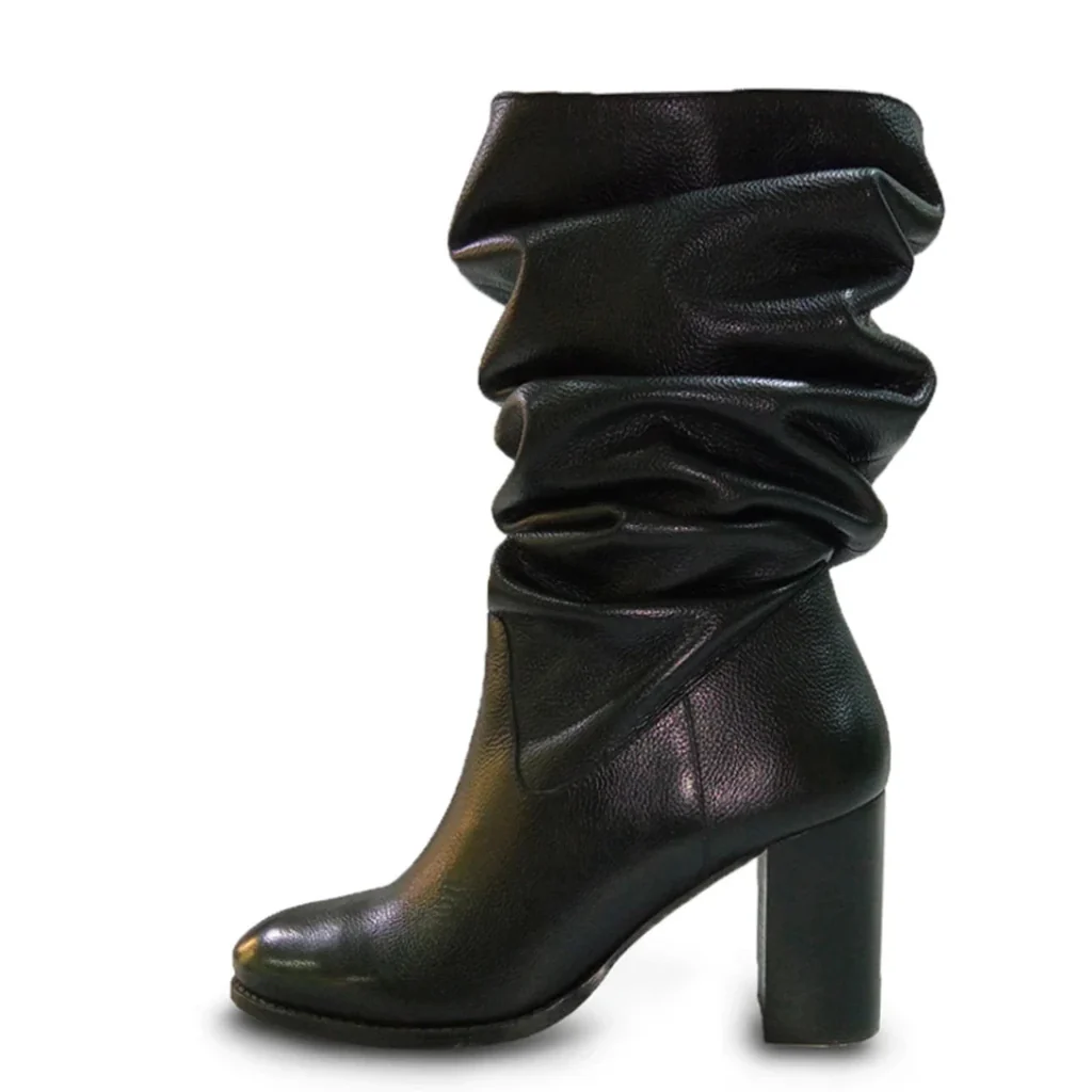 Saint Claretta Black Leather Knee High Slouch Boots - Image 7