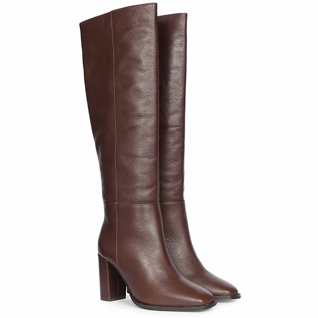 Saint Lia Brown Leather Knee High Slouch Boots - Image 3