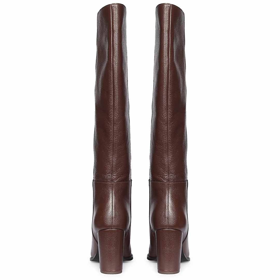 Saint Lia Brown Leather Knee High Slouch Boots - Image 6