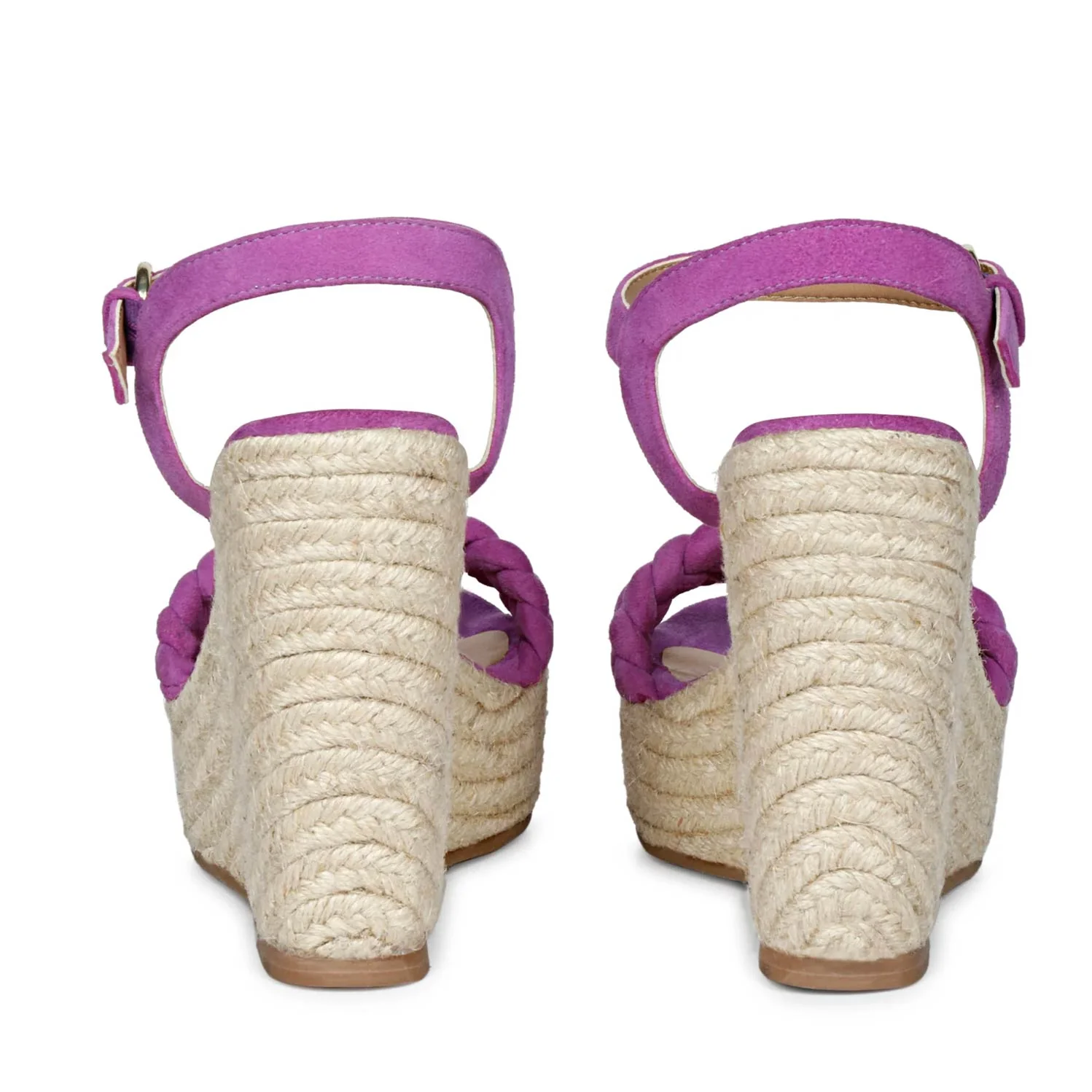 Saint Clarisse Woven Purple Suede Leather Wedge Heels - Image 6