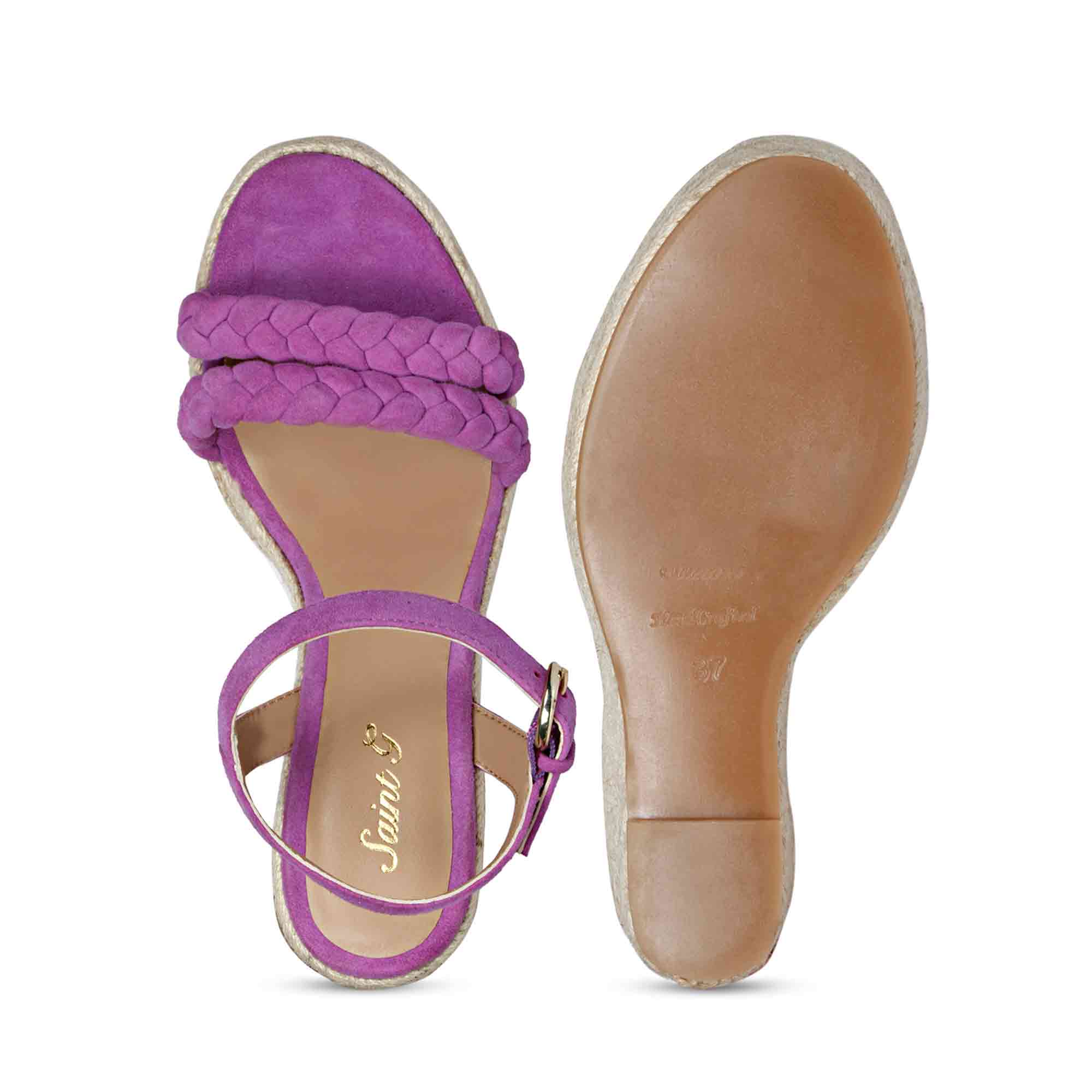 Saint Clarisse Woven Purple Suede Leather Wedge Heels - Image 7