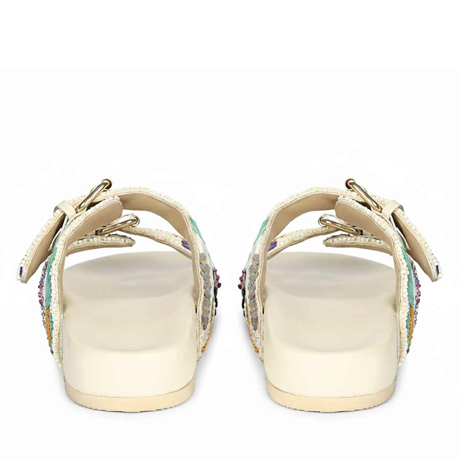 Saint Clio Hand Embroidered Leather Footbed Sandals - Image 3