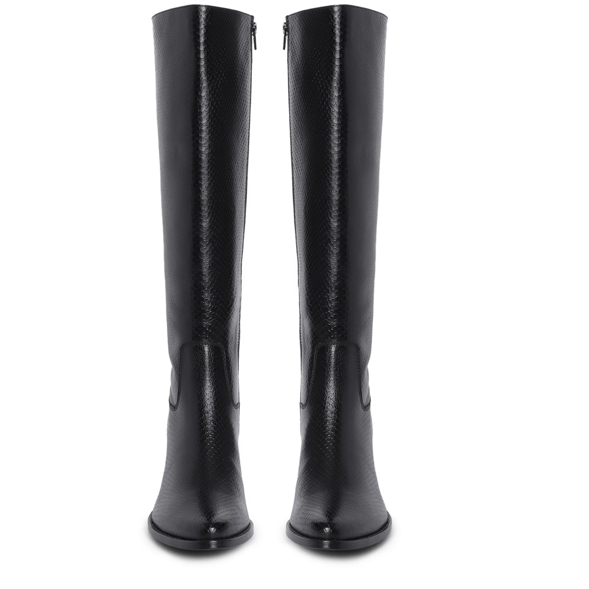 Saint Clochette Snake Embossed Black Leather Knee High Boots - Image 7