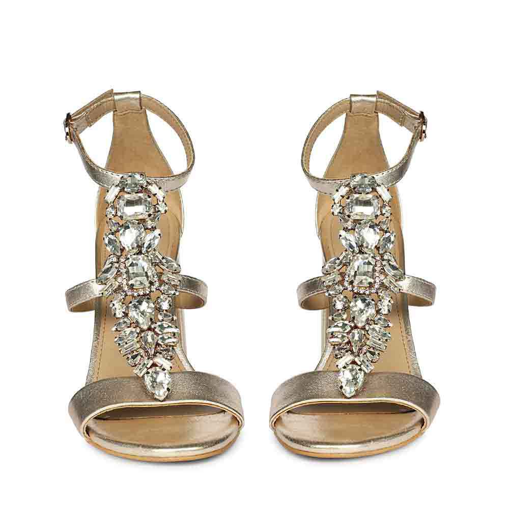 Saint Colleen Silver Stone Metallic Gold Block Heels - Image 4