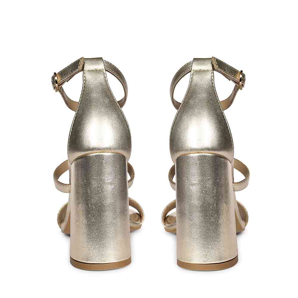Saint Colleen Silver Stone Metallic Gold Block Heels - Image 5