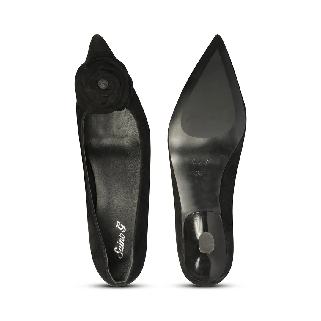 Saint Cora Black Rose Embellished Leather Pumps - Image 7