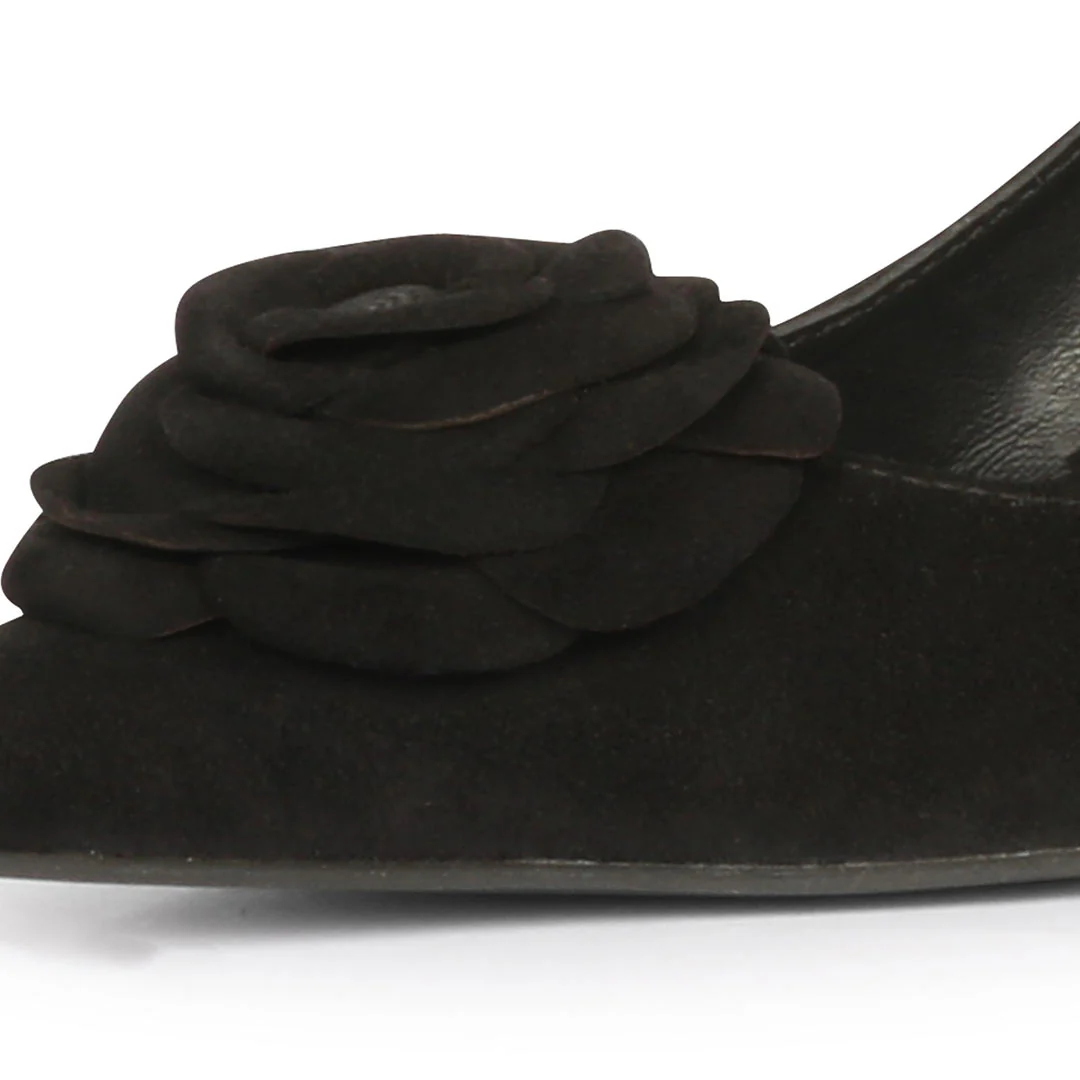 Saint Cora Black Rose Embellished Leather Pumps - Image 8