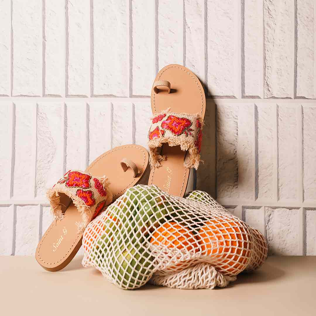 Saint Coral Leather Flat - Image 2