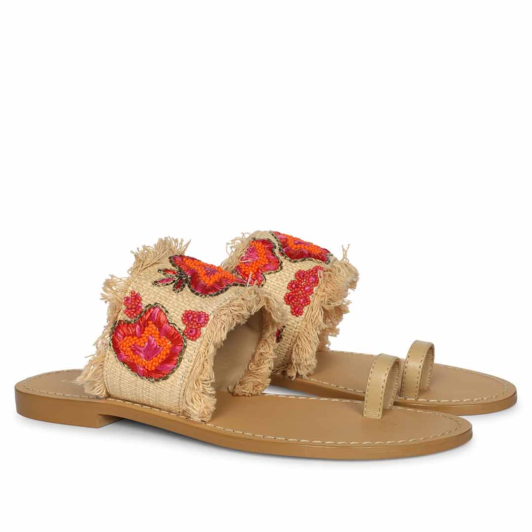 Saint Coral Leather Flat - Image 3