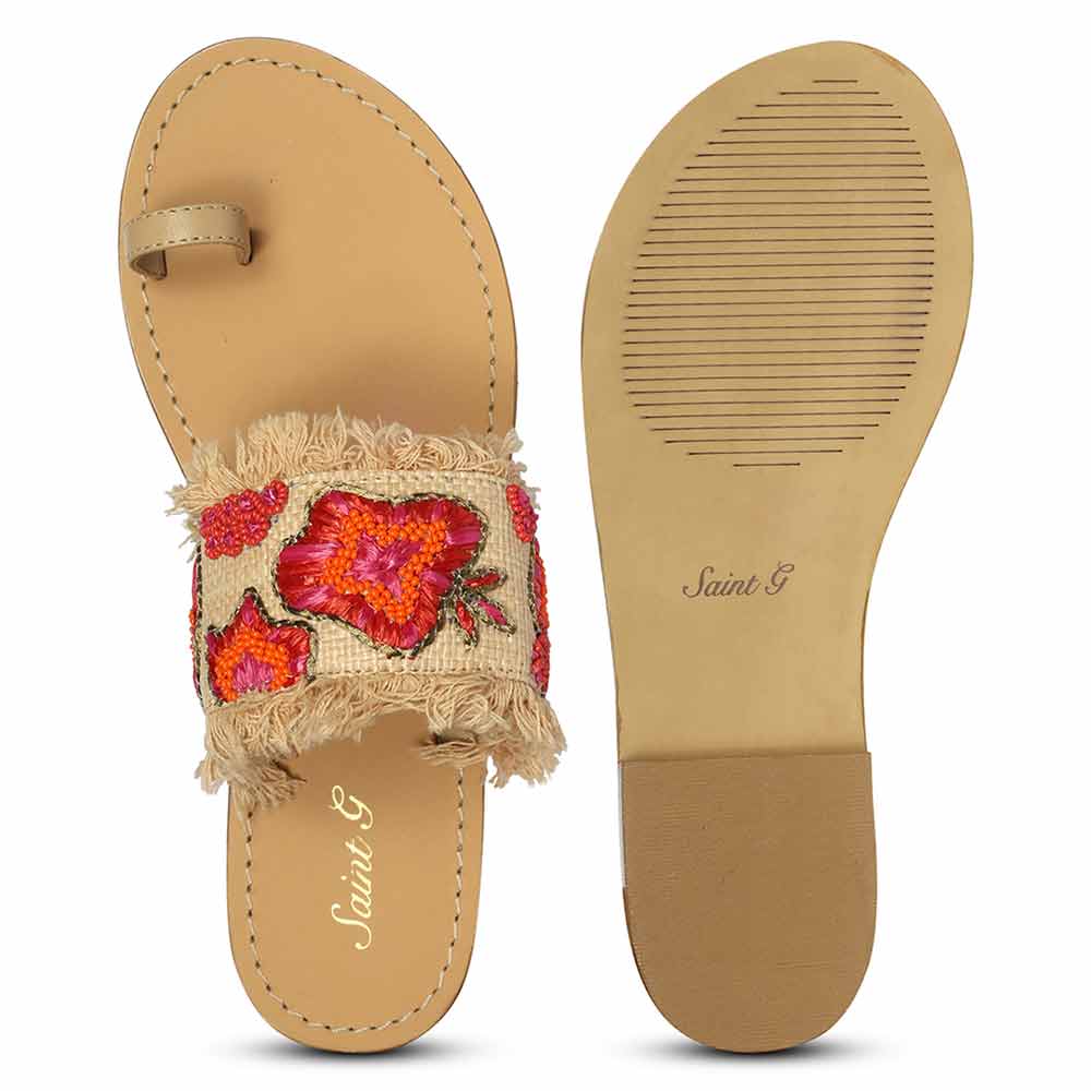 Saint Coral Leather Flat - Image 7