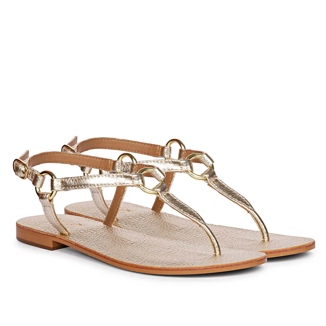 Saint Coretta Platin Ring Gold Leather Sandals - Image 3