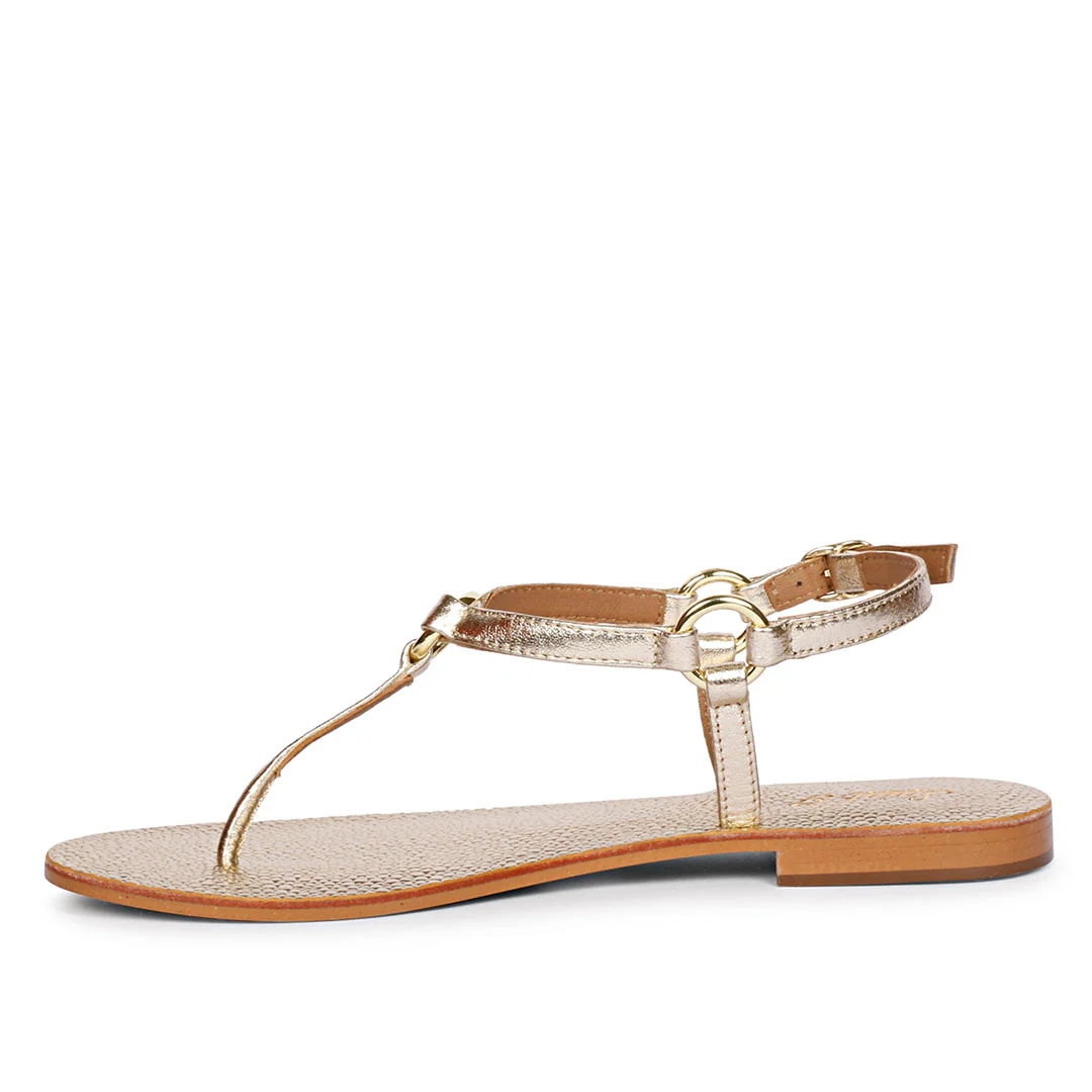 Saint Coretta Platin Ring Gold Leather Sandals - Image 4