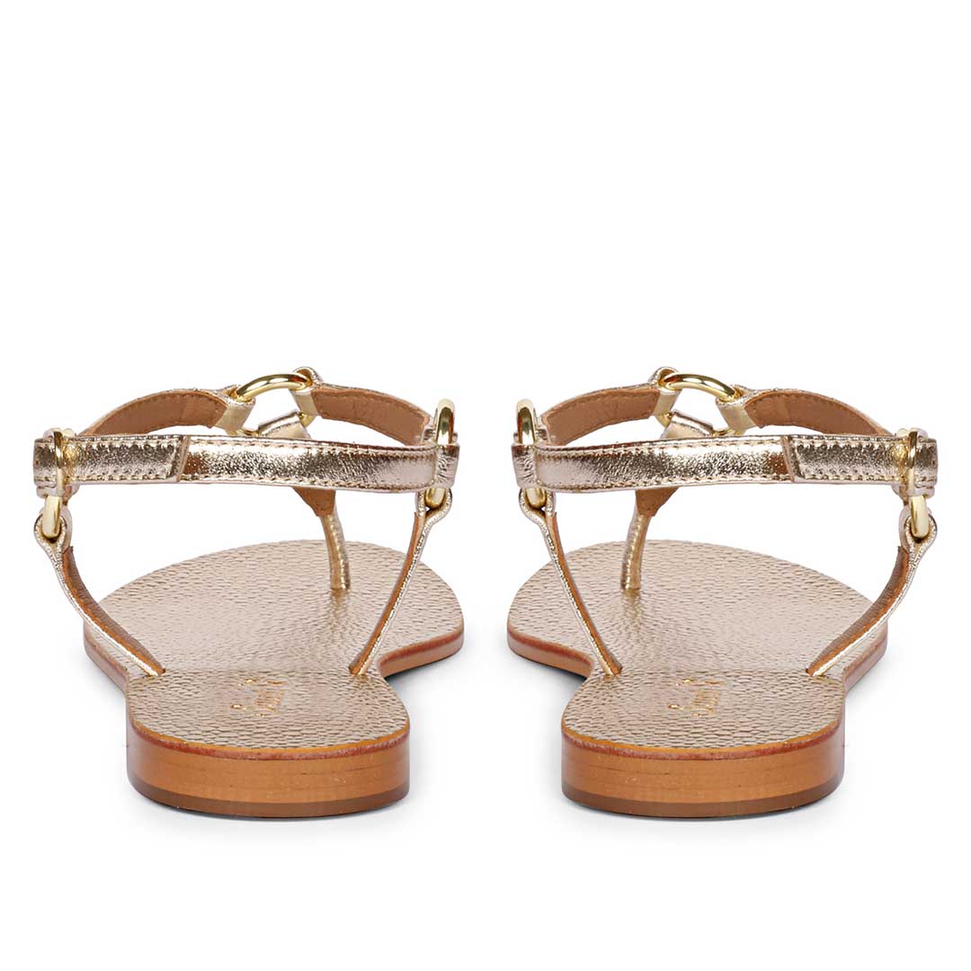 Saint Coretta Platin Ring Gold Leather Sandals - Image 6