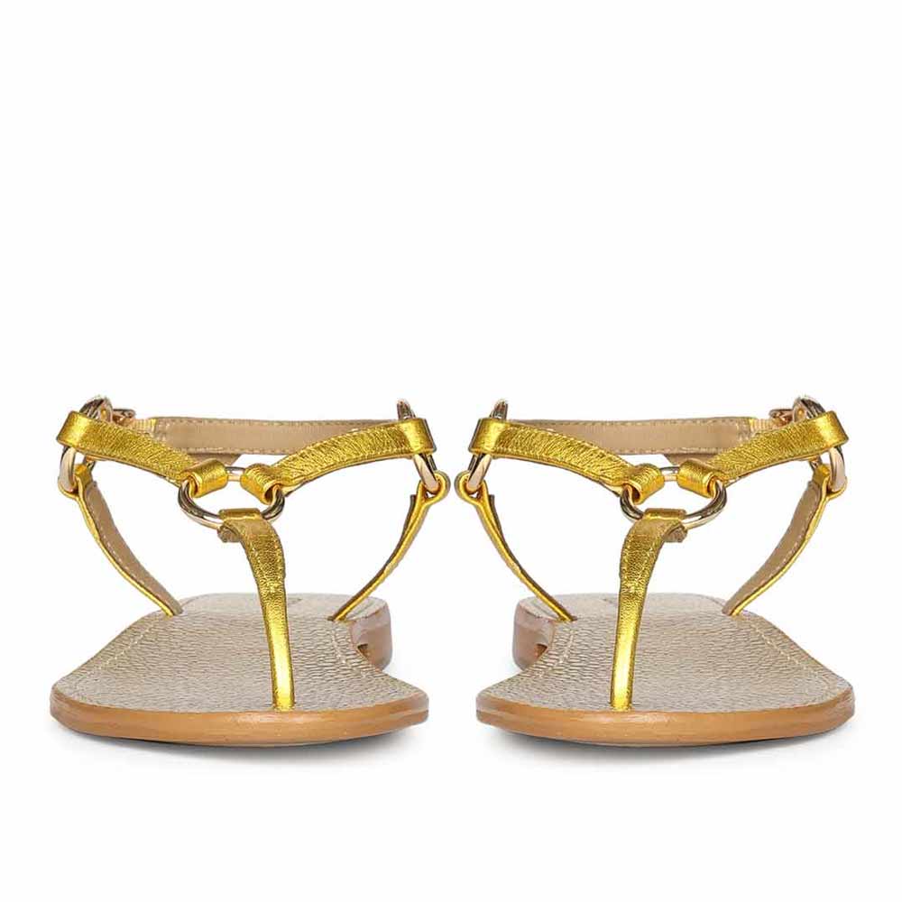Saint Coretta O-Ring Yellow Metallic Leather Sandals - Image 5
