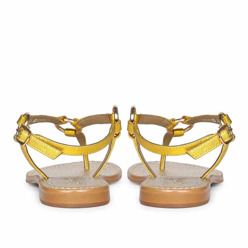 Saint Coretta O-Ring Yellow Metallic Leather Sandals - Image 6
