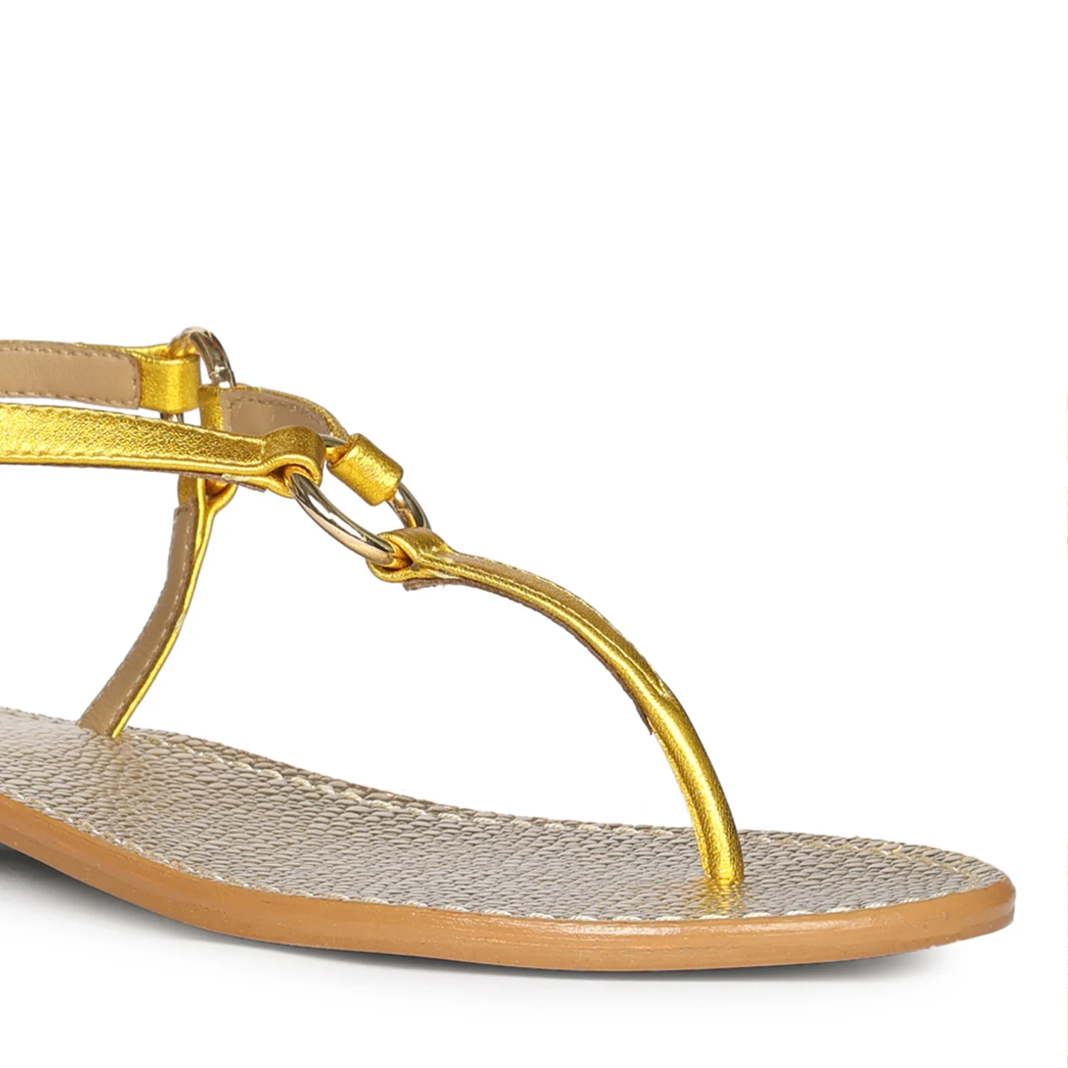 Saint Coretta O-Ring Yellow Metallic Leather Sandals - Image 8