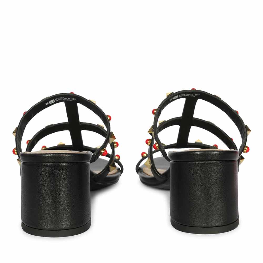 Saint Cressie Studded Black Leather Block Heels - Image 5