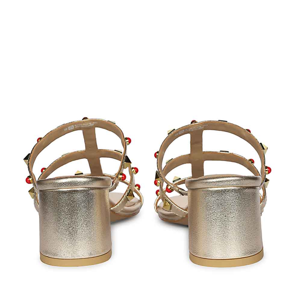 Saint Cressie Studded Platin Leather Block Heels - Image 6