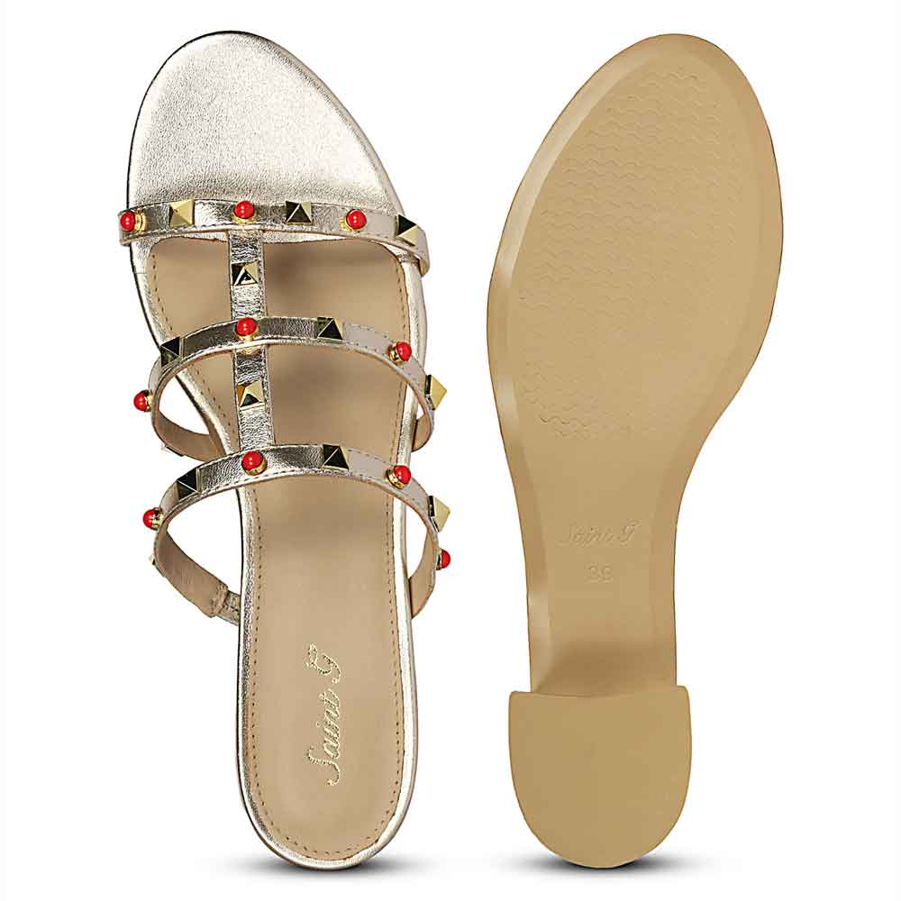 Saint Cressie Studded Platin Leather Block Heels - Image 7