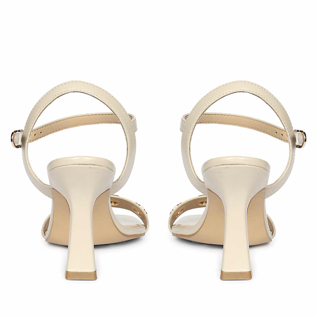 Saint Dahlia Gold Flower Eyelets Stone Leather Heels - Image 5