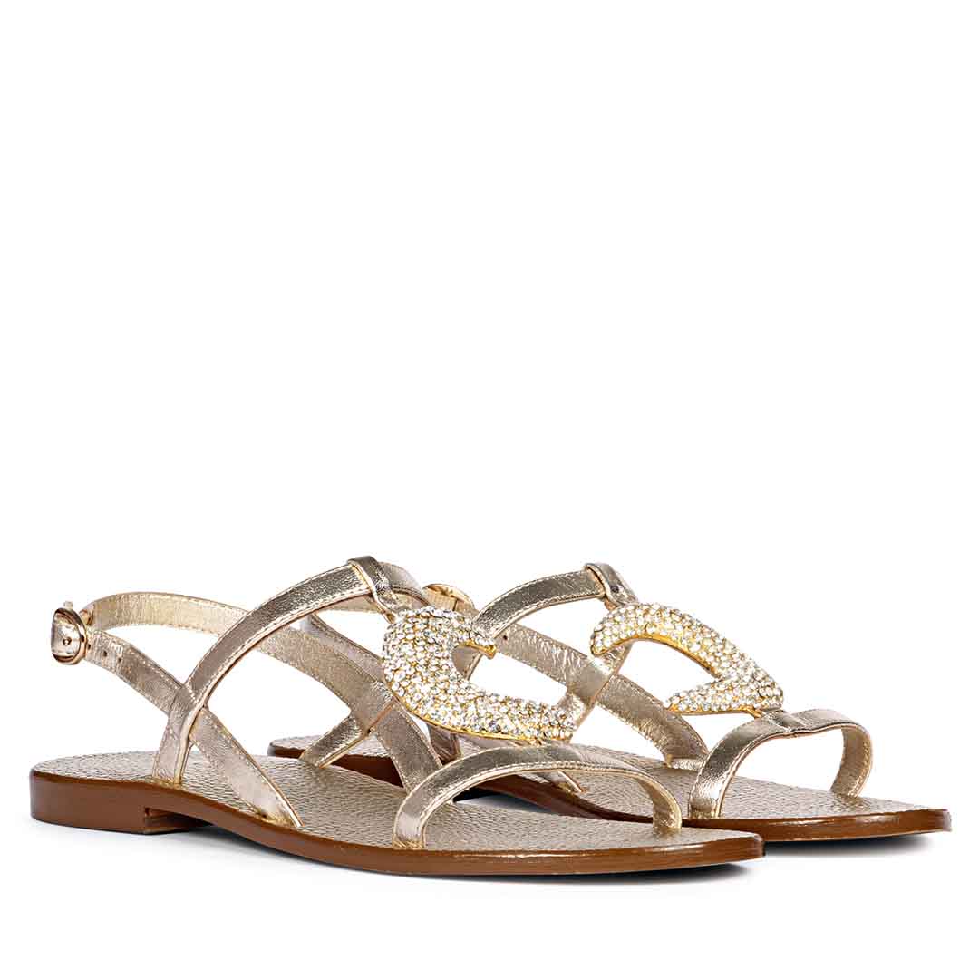 Saint Daisy Platin Leather Flat Sandal - Image 3