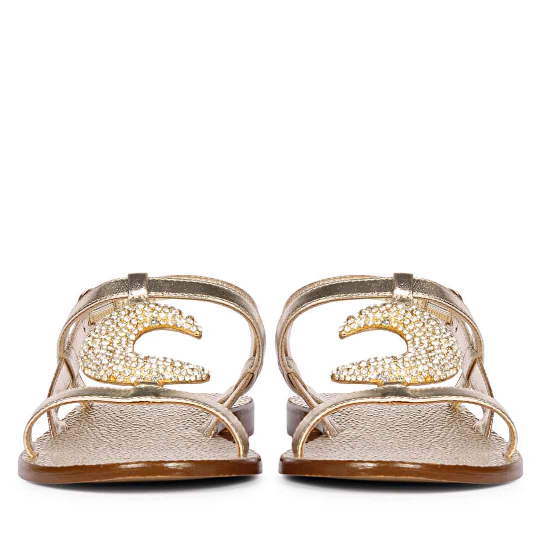 Saint Daisy Platin Leather Flat Sandal - Image 5