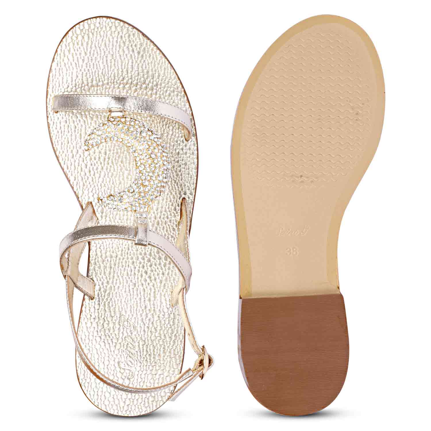 Saint Daisy Platin Leather Flat Sandal - Image 7