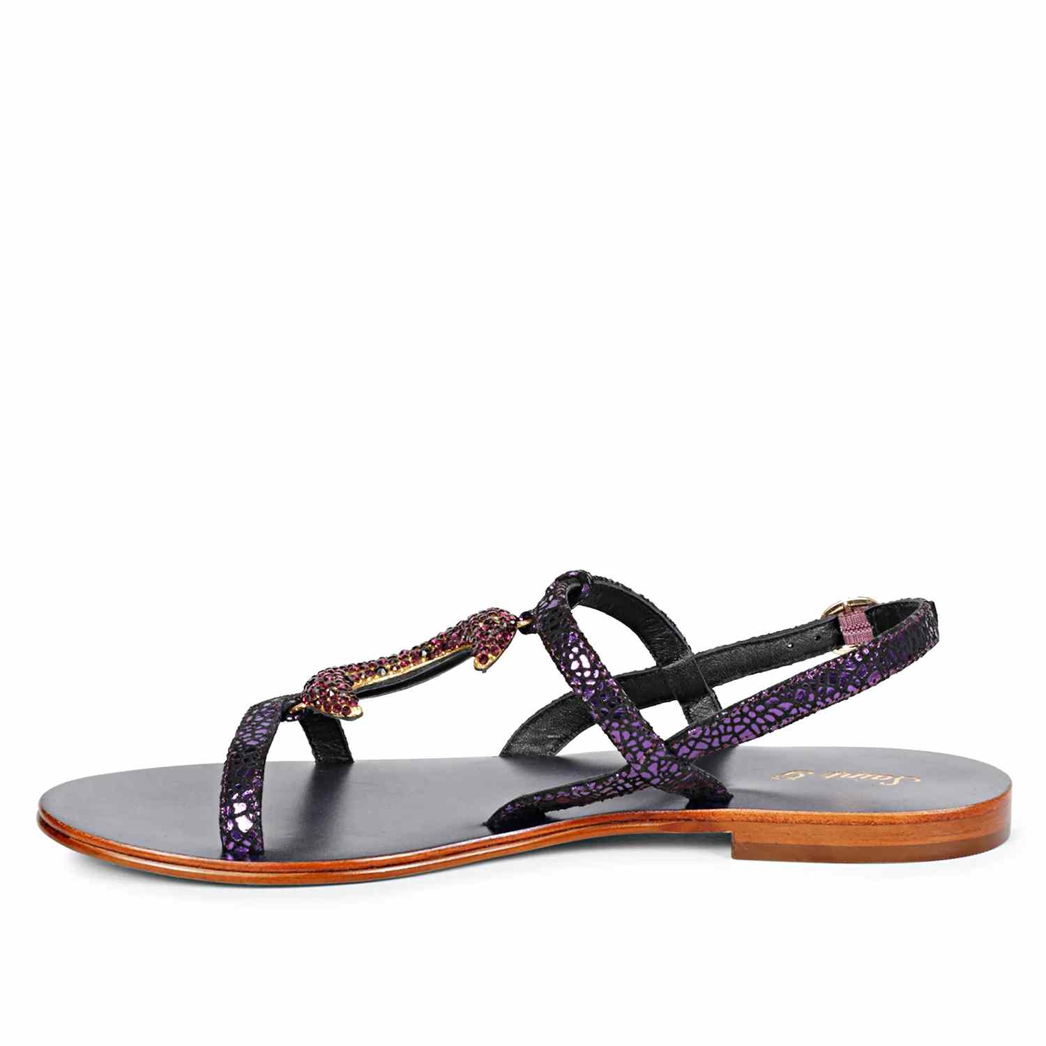 Saint Daisy Purple Leather Flat Sandal - Image 4