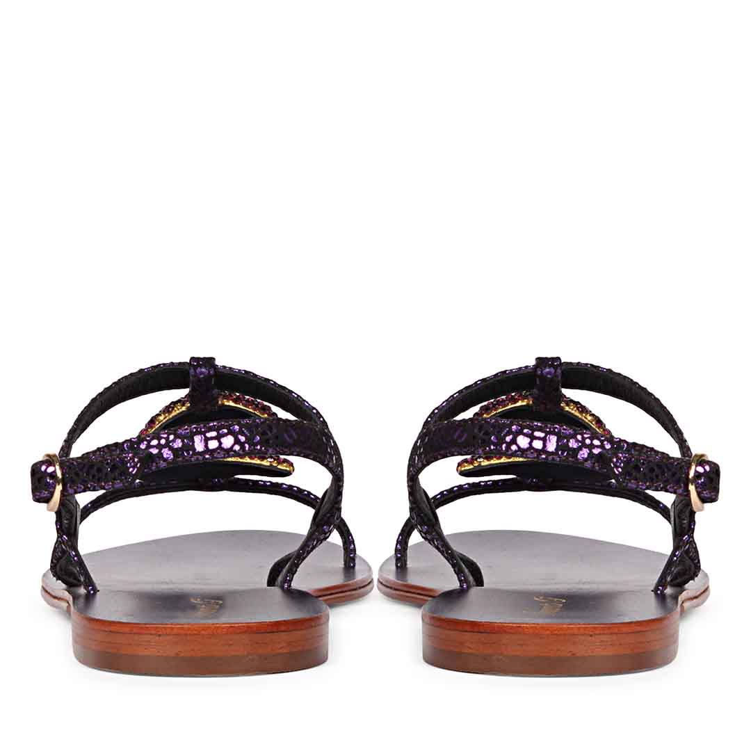 Saint Daisy Purple Leather Flat Sandal - Image 6