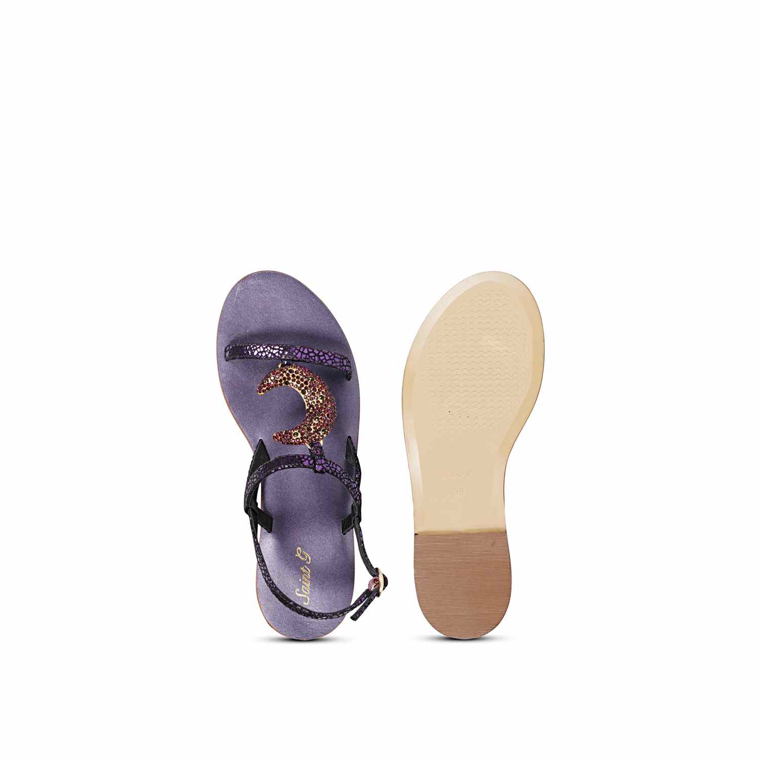 Saint Daisy Purple Leather Flat Sandal - Image 7