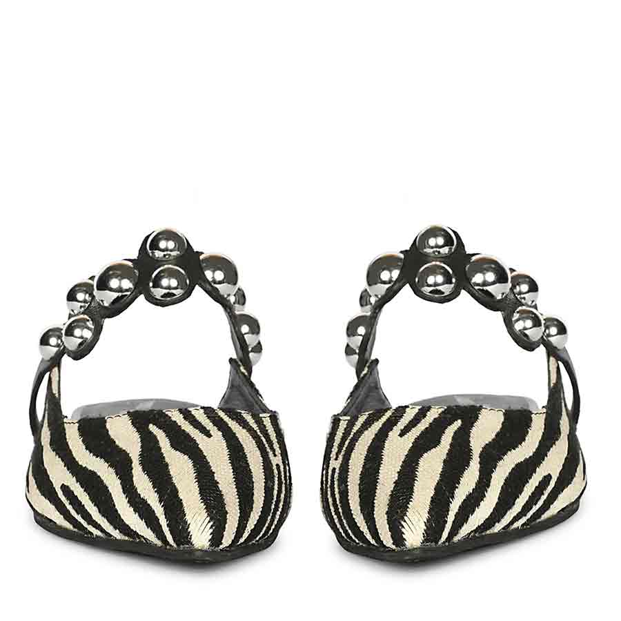 Saint Danika White Zebra Studded Leather Flats - Image 3