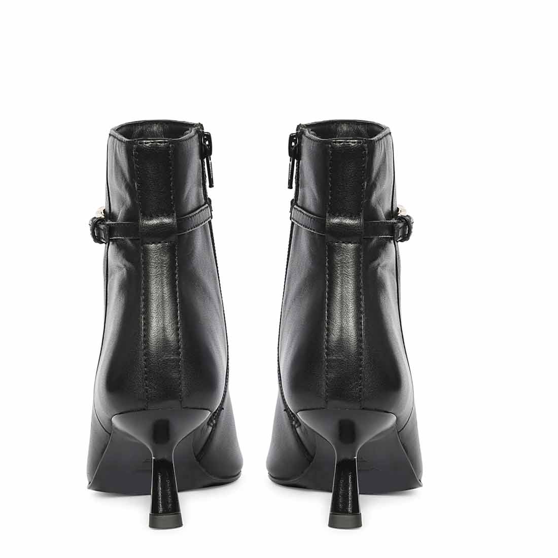 Saint Darcie Buckle Decor Black Leather Ankle Boots - Image 4