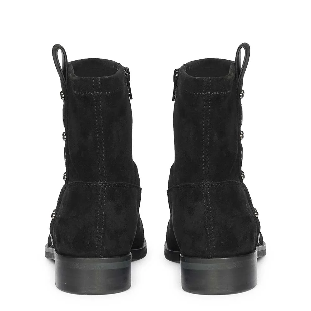 Saint Darcie Eyelets Black Suede Leather Ankle Boots - Image 4