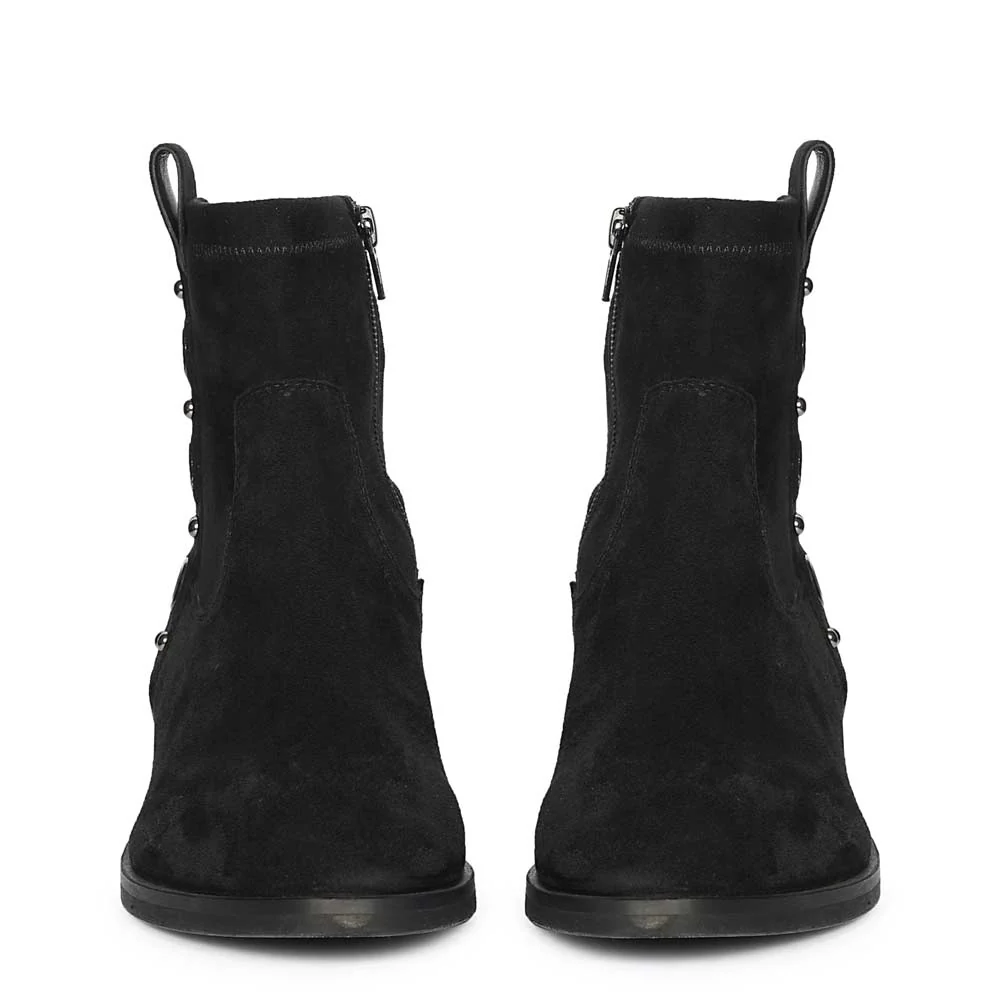 Saint Darcie Eyelets Black Suede Leather Ankle Boots - Image 5
