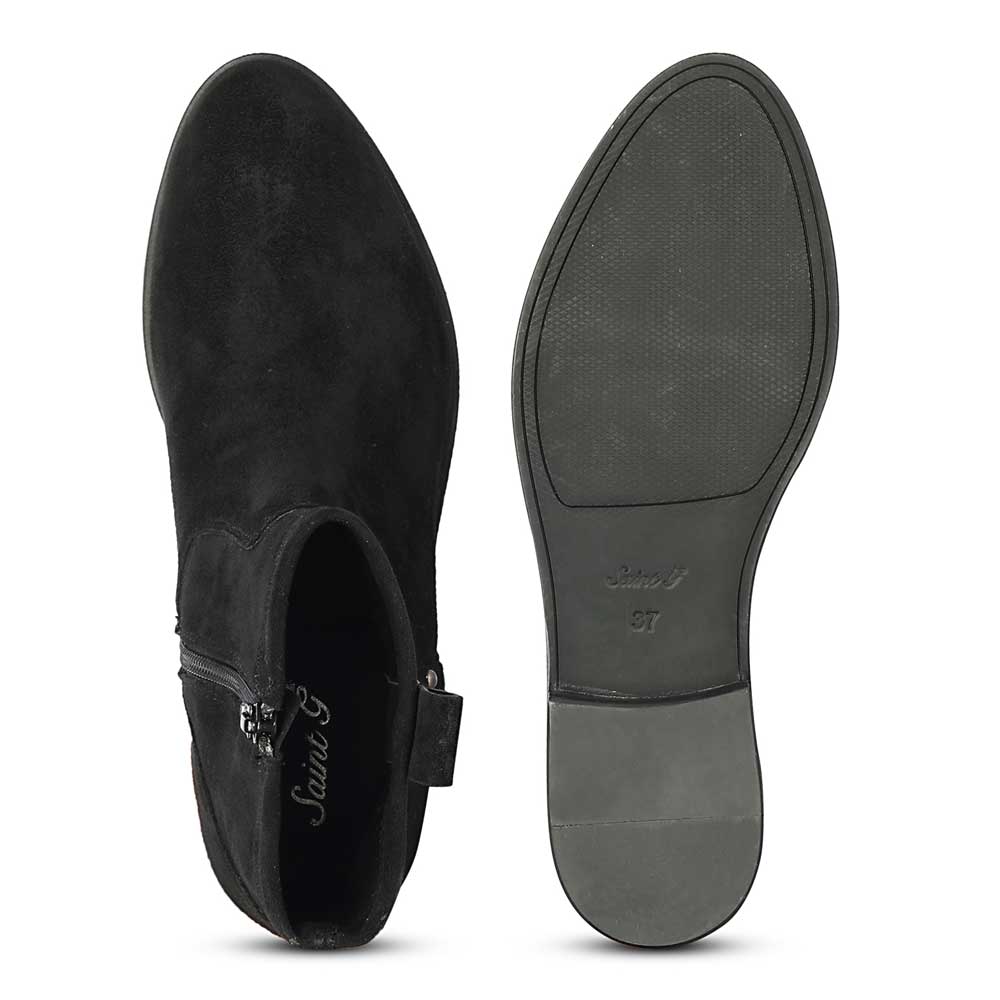 Saint Darcie Eyelets Black Suede Leather Ankle Boots - Image 6