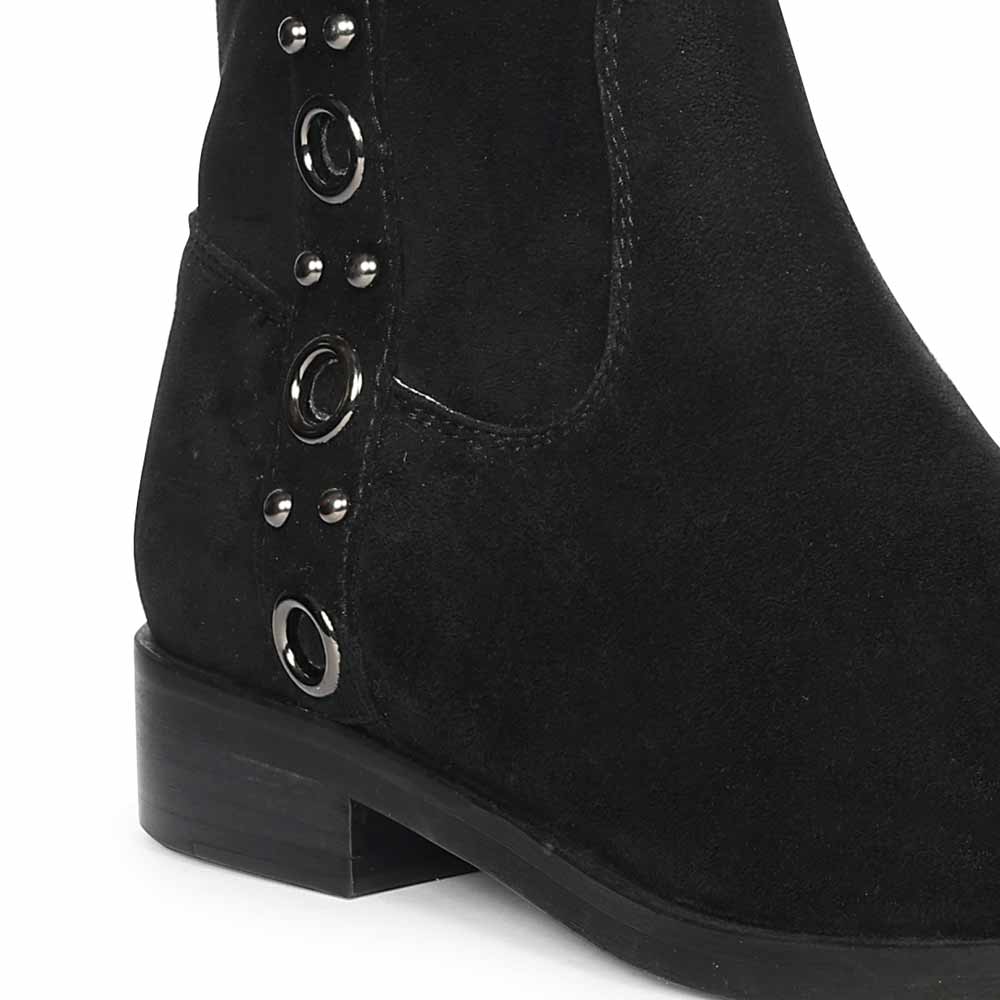 Saint Darcie Eyelets Black Suede Leather Ankle Boots - Image 7
