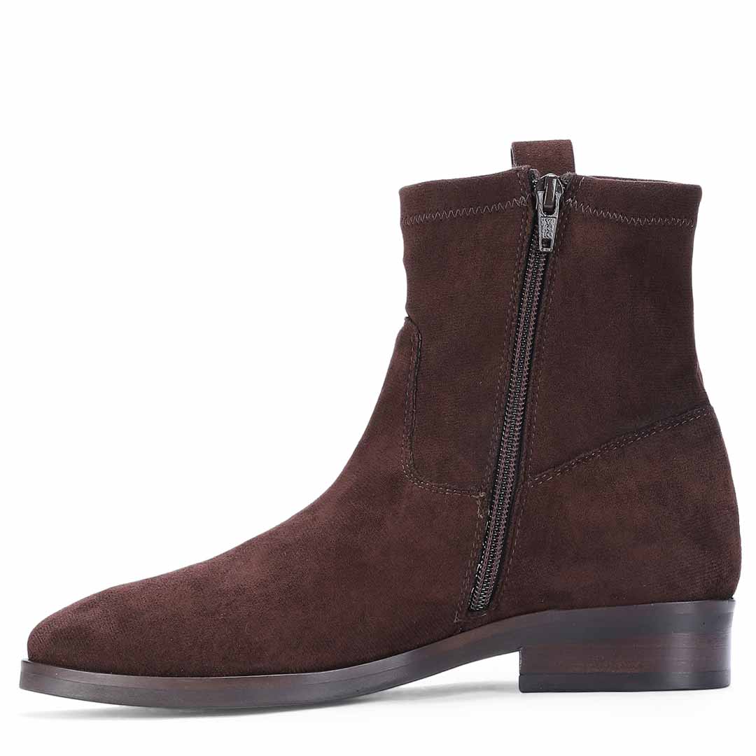 Saint Darcie Eyelets Brown Suede Leather Ankle Boots - Image 3