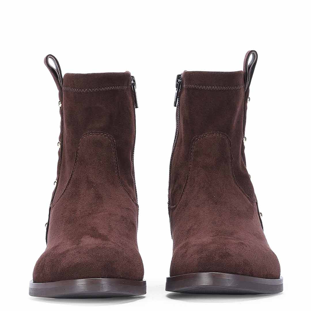 Saint Darcie Eyelets Brown Suede Leather Ankle Boots - Image 4