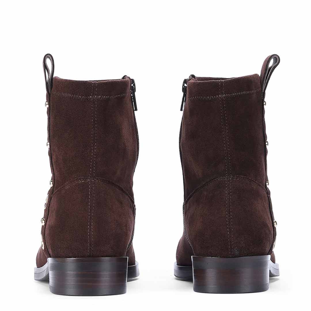Saint Darcie Eyelets Brown Suede Leather Ankle Boots - Image 5