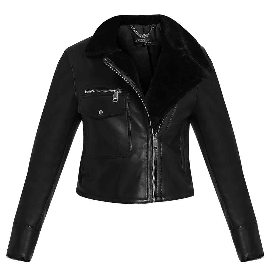 Saint Darcy Black Leather Women Biker Jacket - Image 5