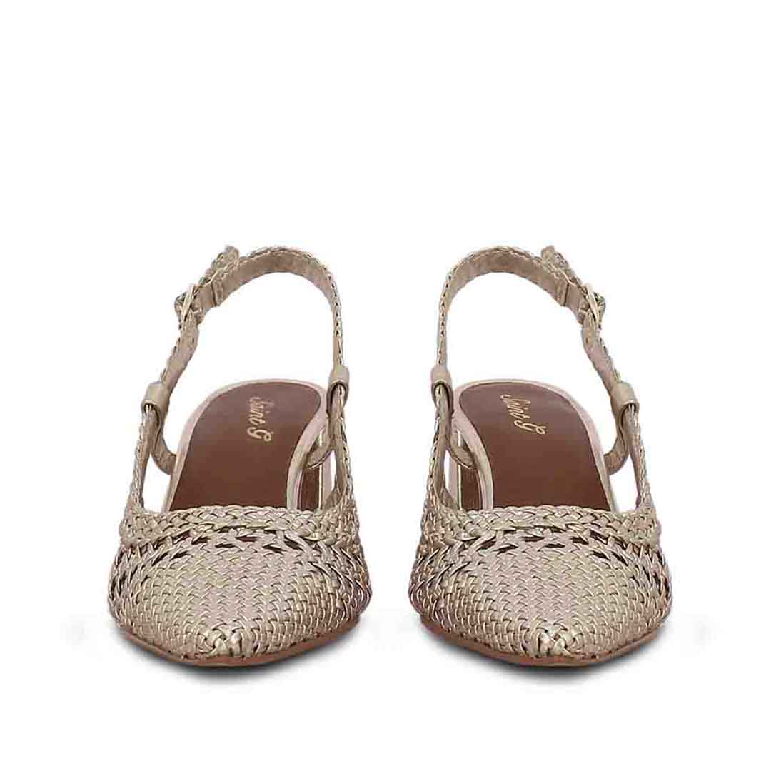 Saint Delaney Platin Hand Woven Leather Block Heels - Image 5