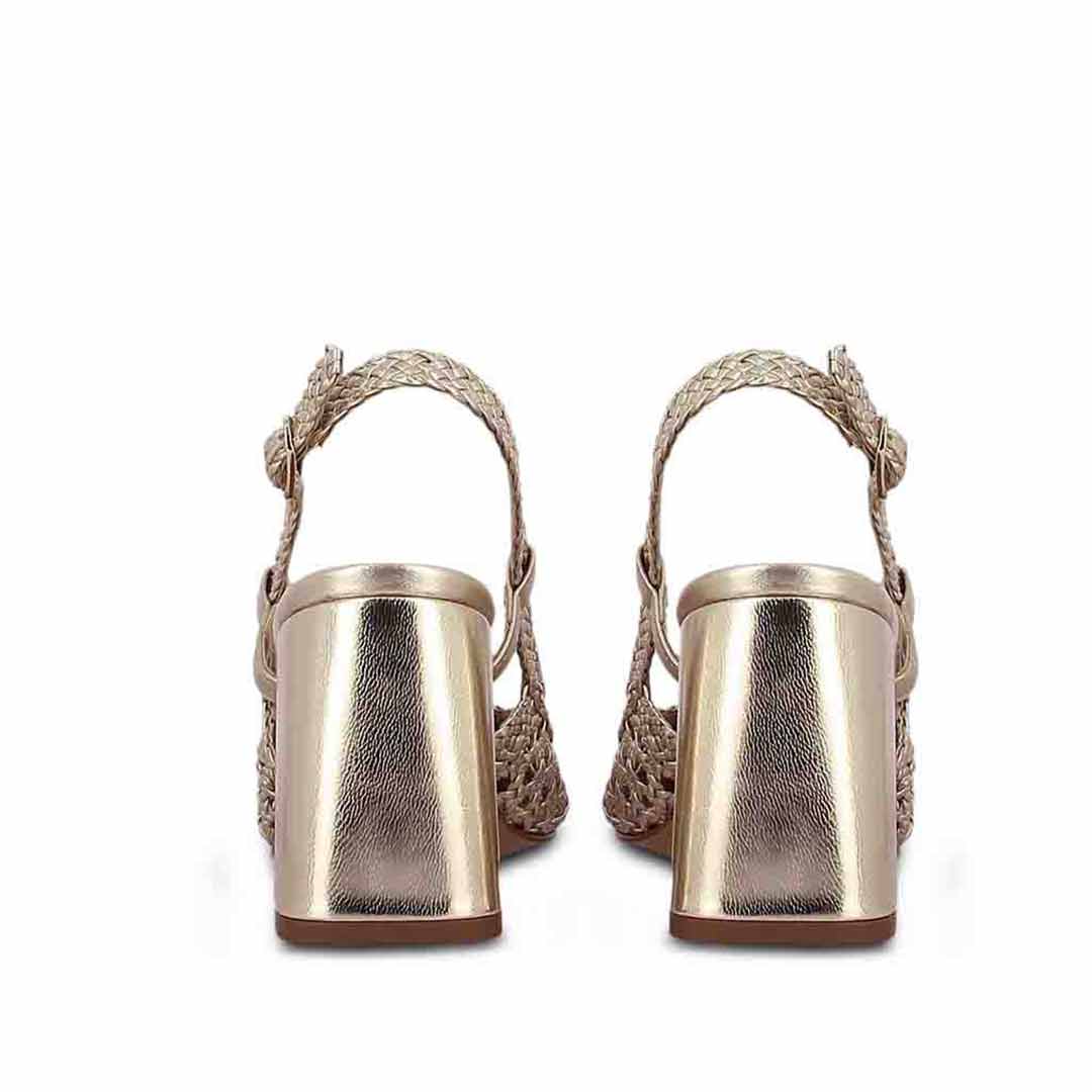 Saint Delaney Platin Hand Woven Leather Block Heels - Image 6