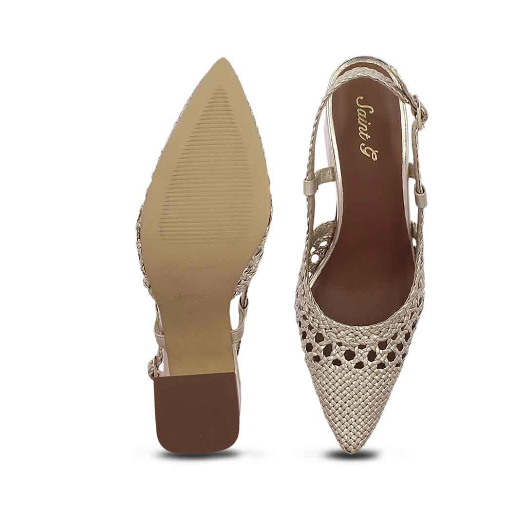 Saint Delaney Platin Hand Woven Leather Block Heels - Image 7