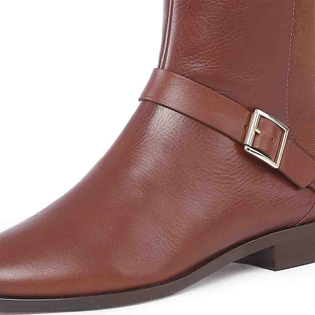 Saint Delores Cuoio Crust Leather Buckle Decor Knee High Boots - Image 10