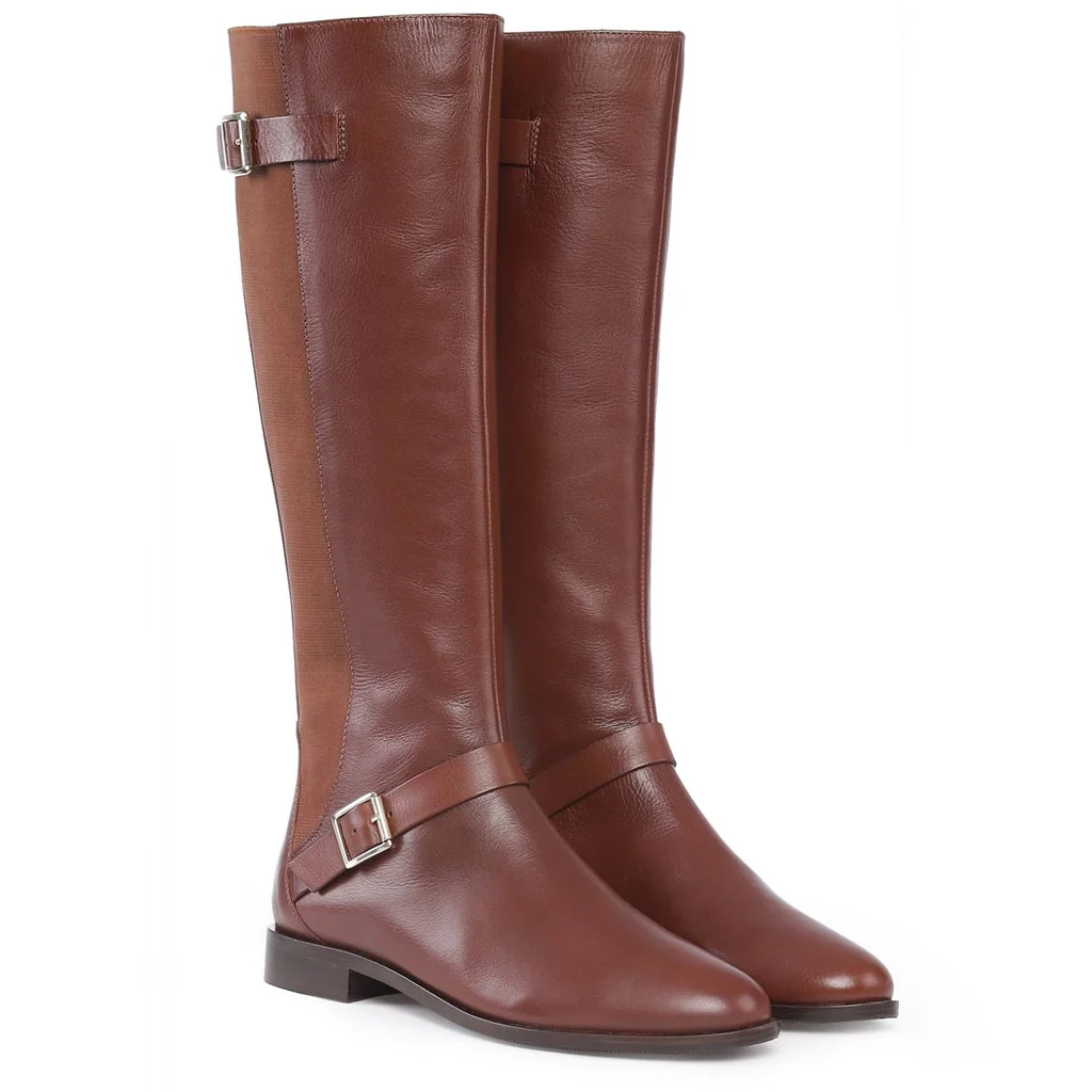 Saint Delores Cuoio Crust Leather Buckle Decor Knee High Boots - Image 3