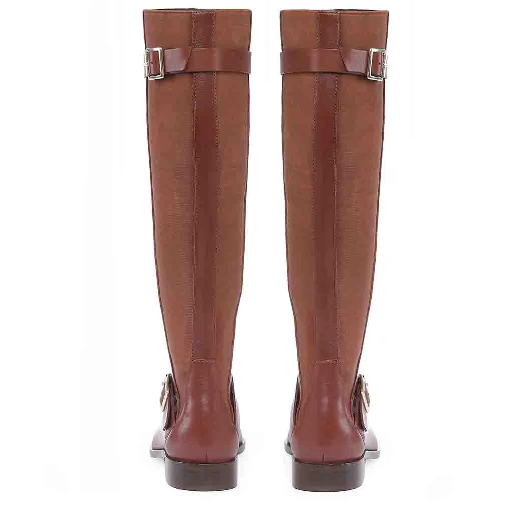 Saint Delores Cuoio Crust Leather Buckle Decor Knee High Boots - Image 6