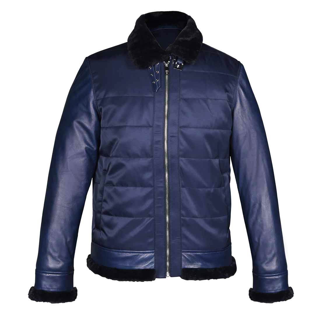 Saint Denis Blue Leather Men's Jackets - Image 2