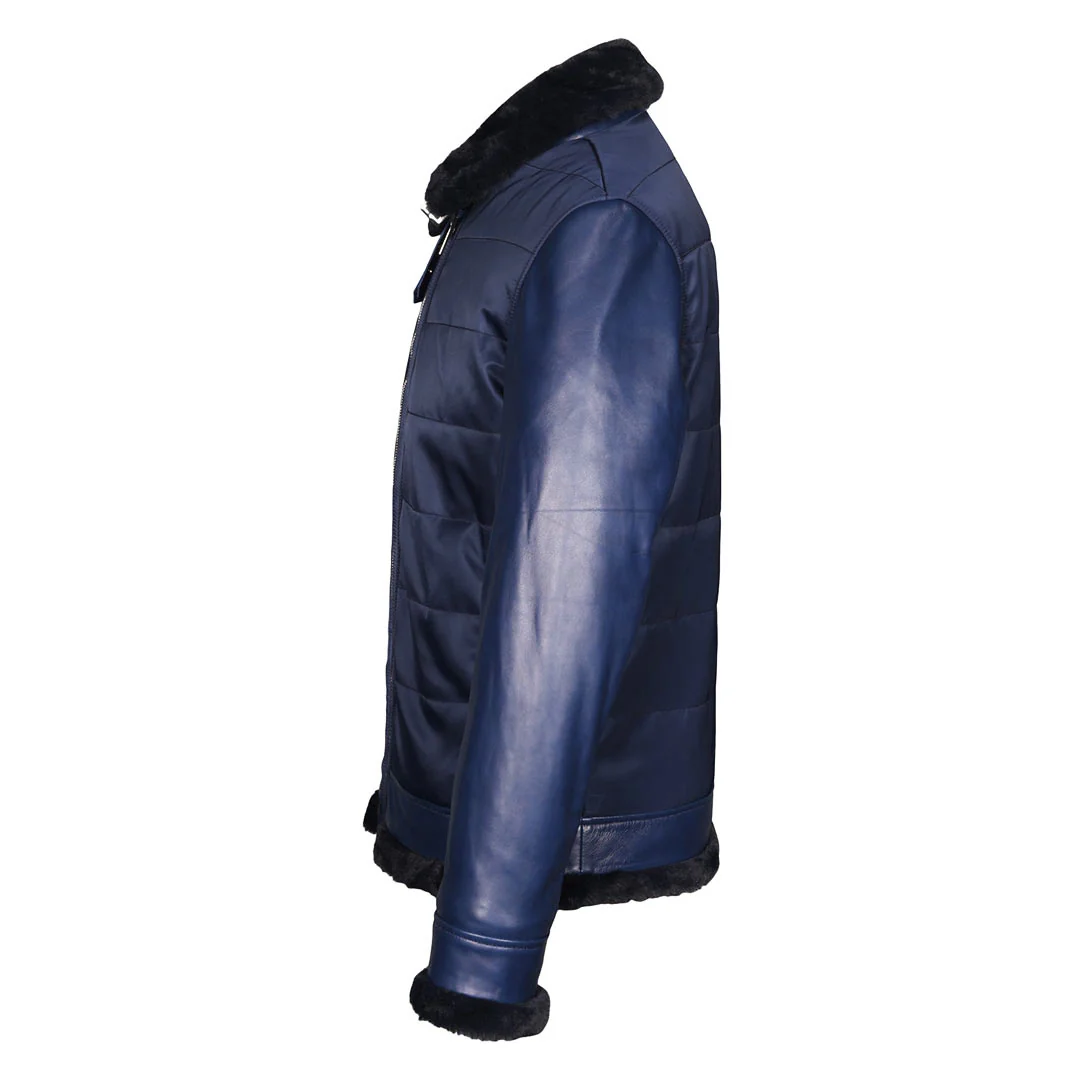 Saint Denis Blue Leather Men's Jackets - Image 4